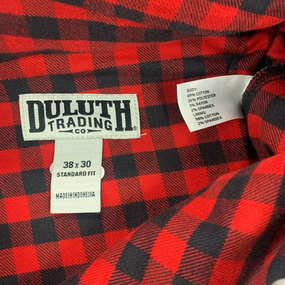 Duluth Trading Co Men’s 38x30 Black Ballroom DoubleFlex Flannel Lined Work Pants